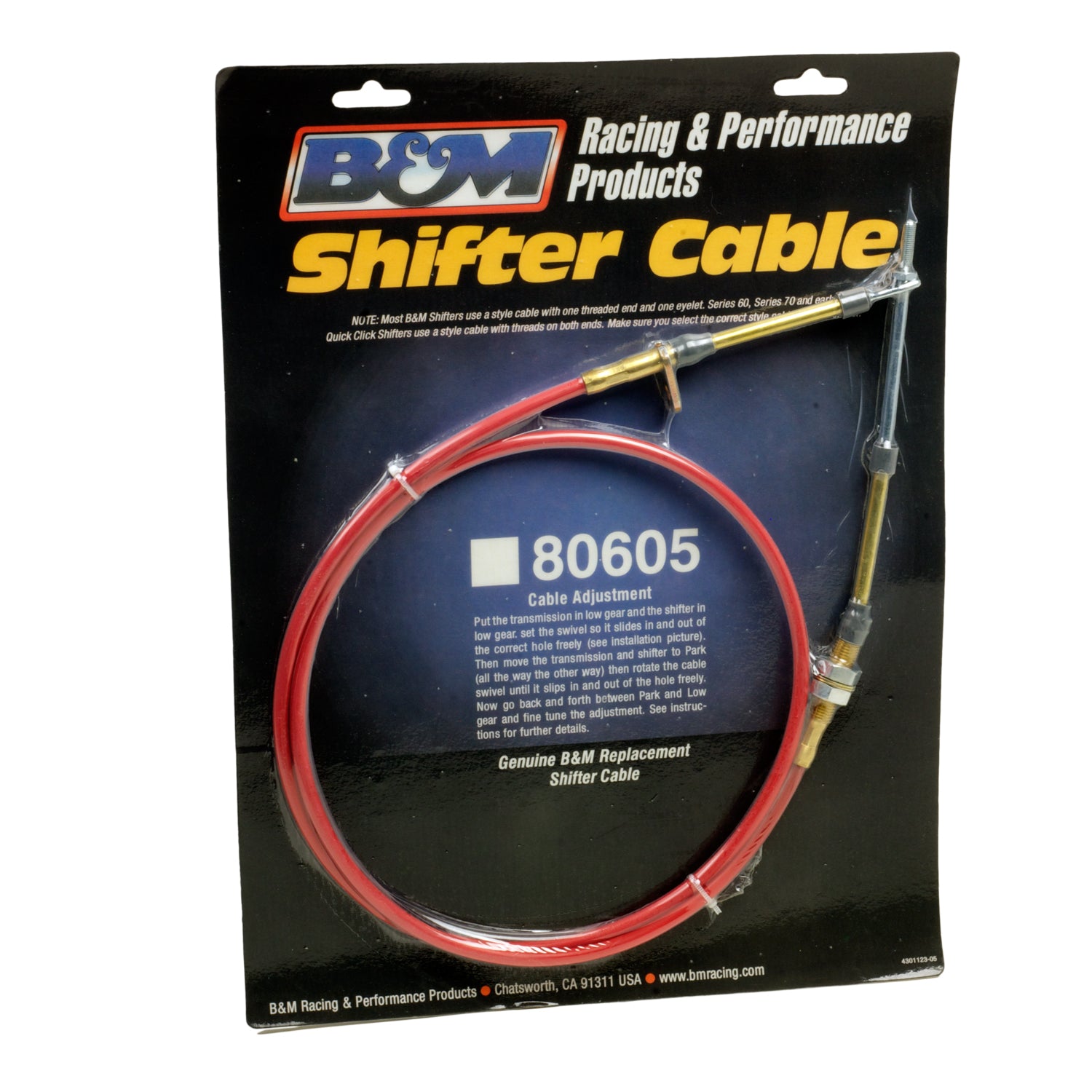 B&M Performance Shifter Cable - 5-Foot Length - Red by B&M