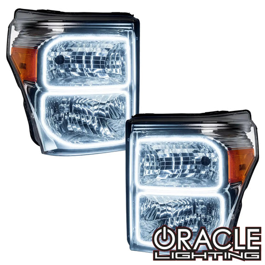 ORACLE Lighting 2011-2016 Ford F-250/F-350 Super Duty Pre-Assembled Halo Headlights - Chrome Housing by ORACLE Lighting