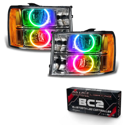 ORACLE Lighting 2007-2013 GMC Sierra Pre-Assembled Halo Headlights - Round Ring Design by ORACLE Lighting