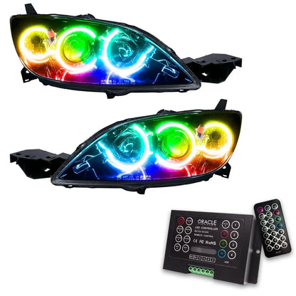 ORACLE Lighting 2004-2009 Mazda 3 Pre-Assembled Halo Headlights - 4DR HALOGEN STYLE by ORACLE Lighting