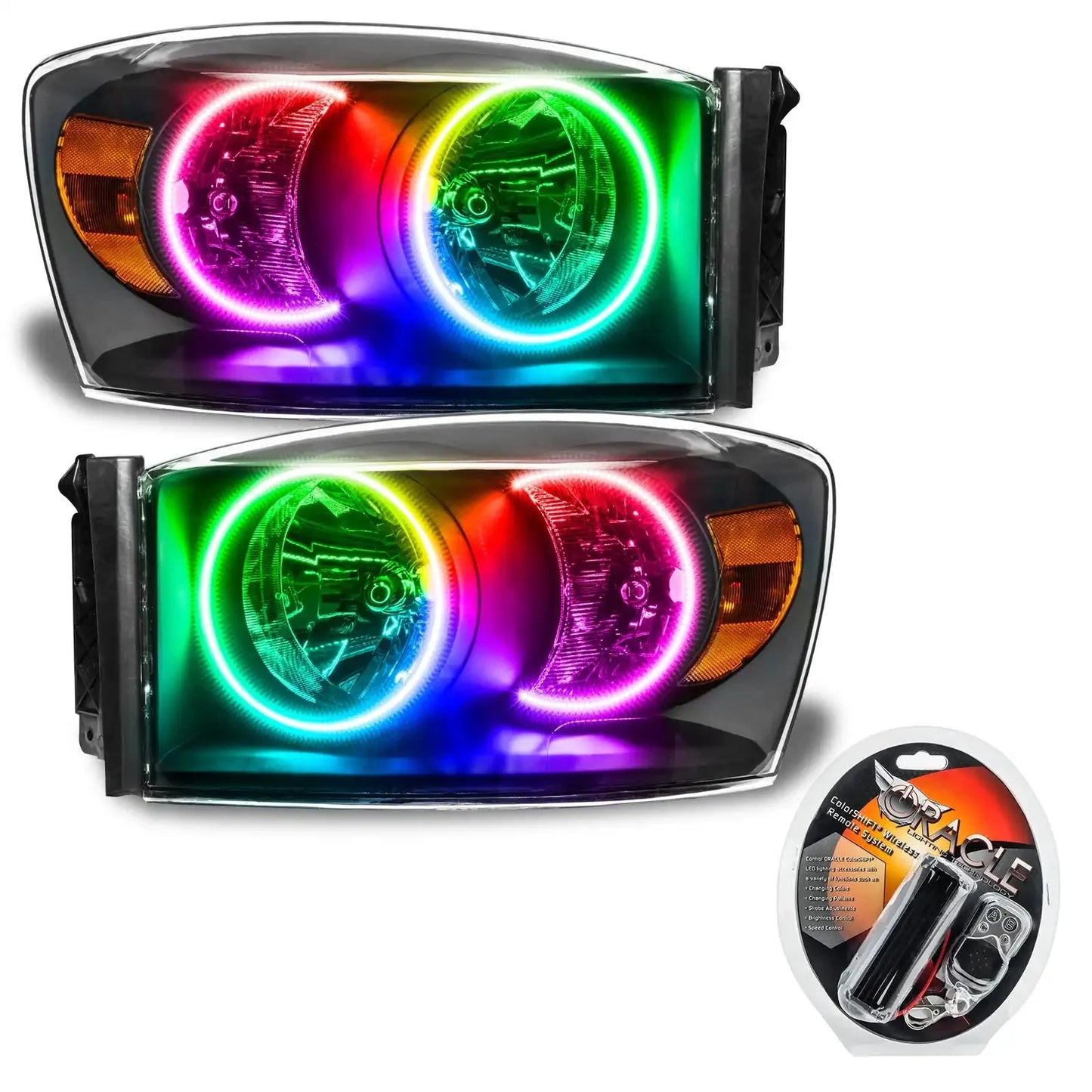 ORACLE Lighting 2007-2008 Dodge Ram Pre-Assembled Halo Headlights - Black by ORACLE Lighting