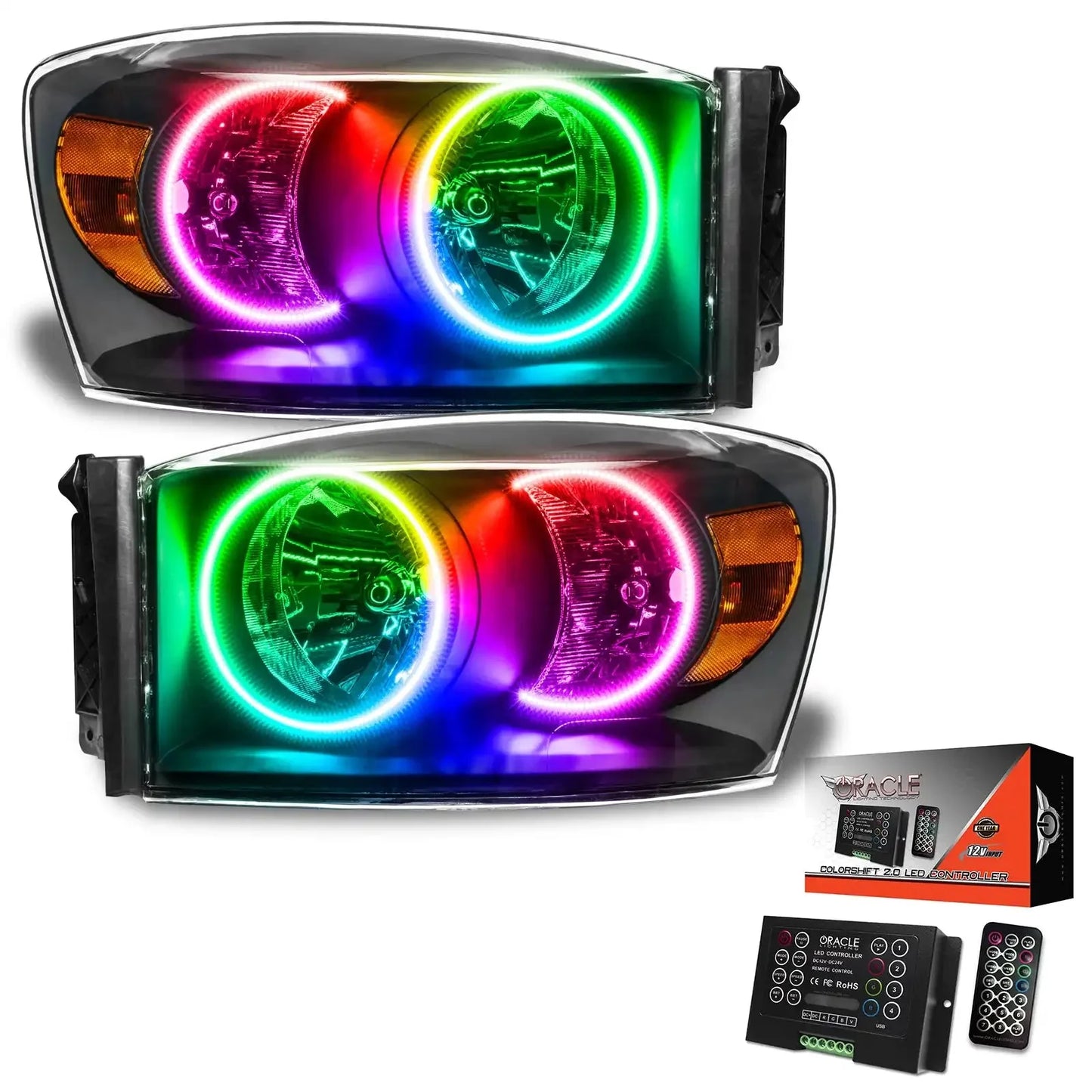 ORACLE Lighting 2007-2008 Dodge Ram Pre-Assembled Halo Headlights - Black by ORACLE Lighting