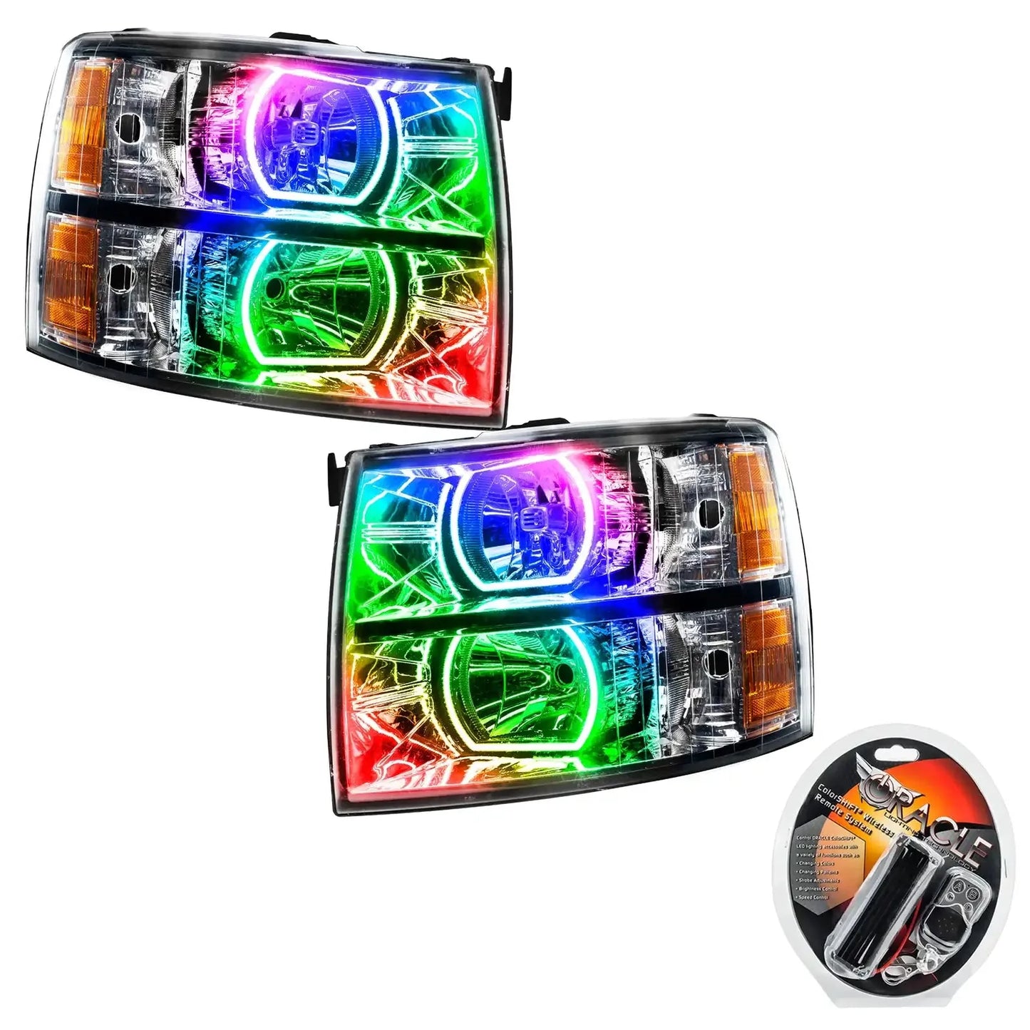 ORACLE Lighting 2007-2013 Chevrolet Silverado Pre-Assembled LED Square Style Halo Headlights - (Chrome Housing) by ORACLE Lighting