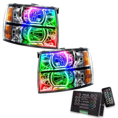 ORACLE Lighting 2007-2013 Chevrolet Silverado Pre-Assembled LED Square Style Halo Headlights - (Chrome Housing) by ORACLE Lighting