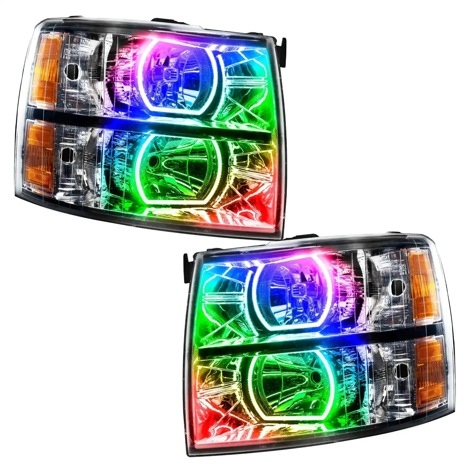 ORACLE Lighting 2007-2013 Chevrolet Silverado Pre-Assembled LED Square Style Halo Headlights - (Chrome Housing) by ORACLE Lighting