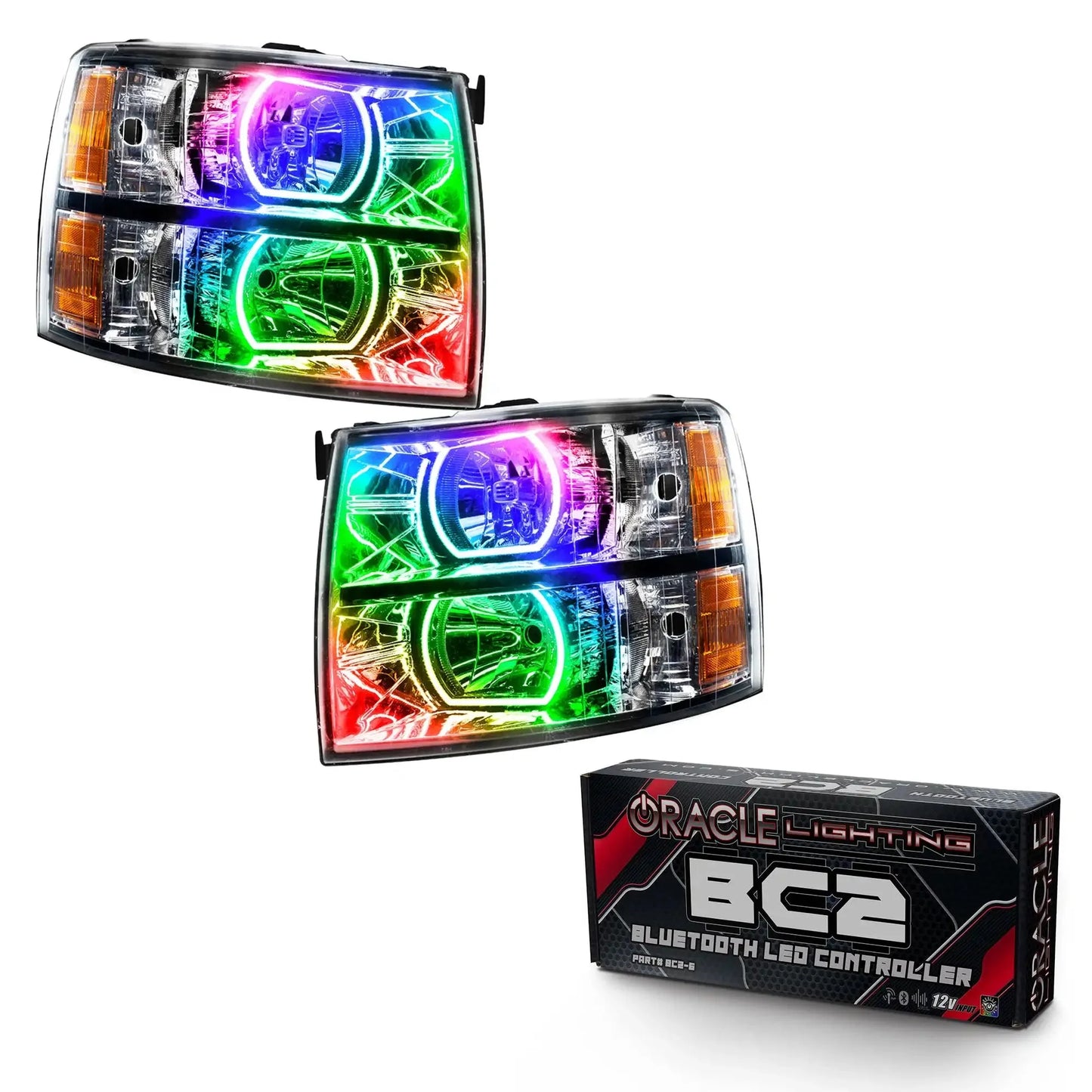 ORACLE Lighting 2007-2013 Chevrolet Silverado Pre-Assembled LED Square Style Halo Headlights - (Chrome Housing) by ORACLE Lighting