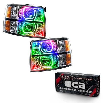 ORACLE Lighting 2007-2013 Chevrolet Silverado Pre-Assembled LED Square Style Halo Headlights - (Chrome Housing) by ORACLE Lighting