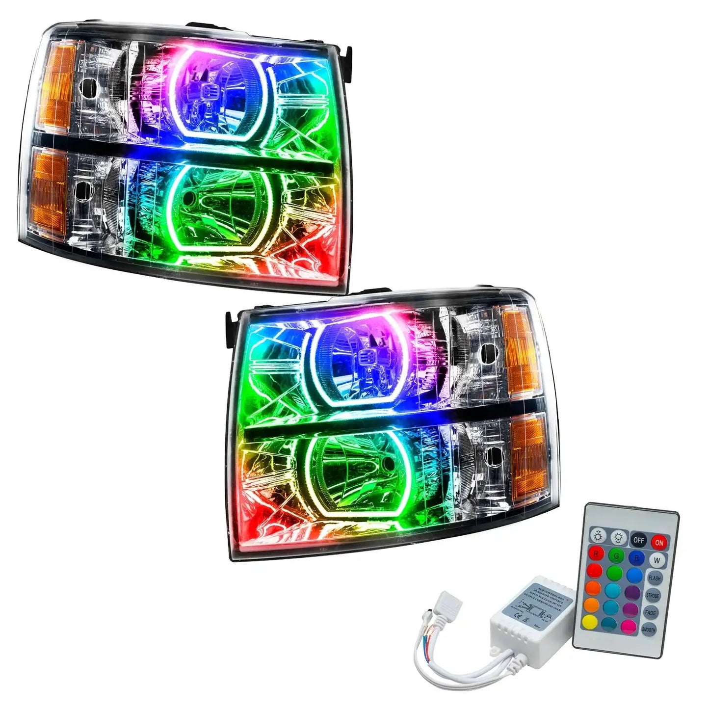 ORACLE Lighting 2007-2013 Chevrolet Silverado Pre-Assembled LED Square Style Halo Headlights - (Chrome Housing) by ORACLE Lighting