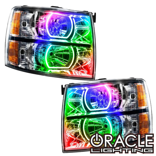 ORACLE Lighting 2007-2013 Chevrolet Silverado Pre-Assembled LED Square Style Halo Headlights - (Chrome Housing) by ORACLE Lighting