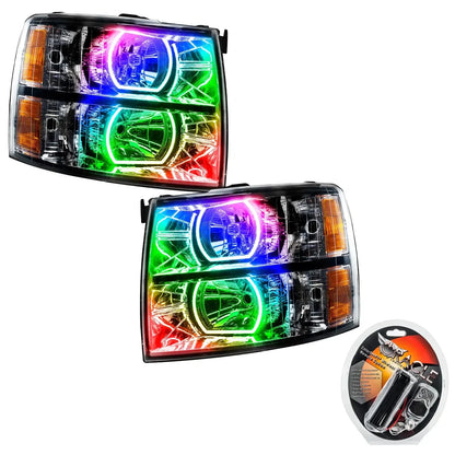 ORACLE Lighting 2007-2013 Chevrolet Silverado Pre-Assembled LED Square Style Halo Headlights - (Black Housing) by ORACLE Lighting
