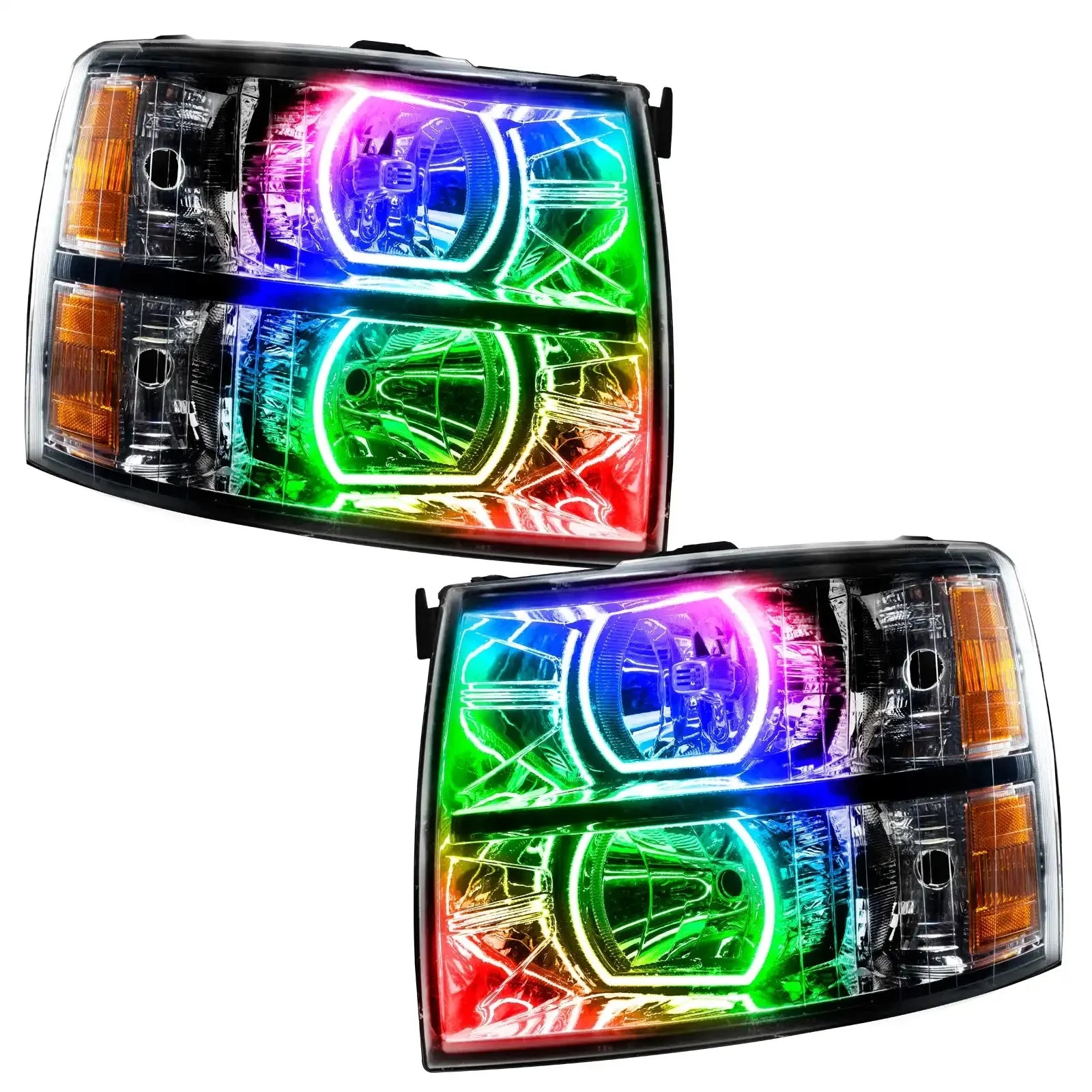 ORACLE Lighting 2007-2013 Chevrolet Silverado Pre-Assembled LED Square Style Halo Headlights - (Black Housing) by ORACLE Lighting