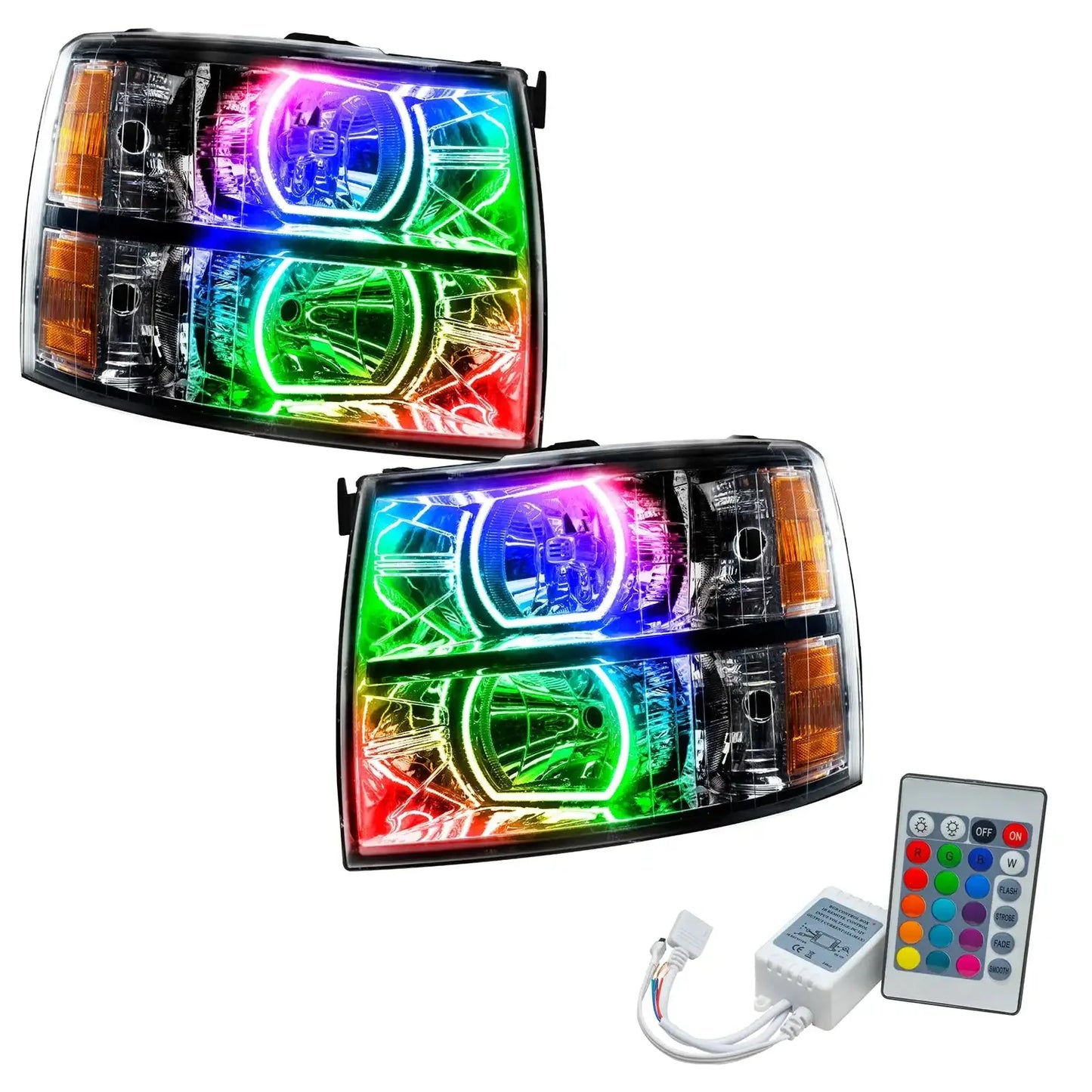ORACLE Lighting 2007-2013 Chevrolet Silverado Pre-Assembled LED Square Style Halo Headlights - (Black Housing) by ORACLE Lighting