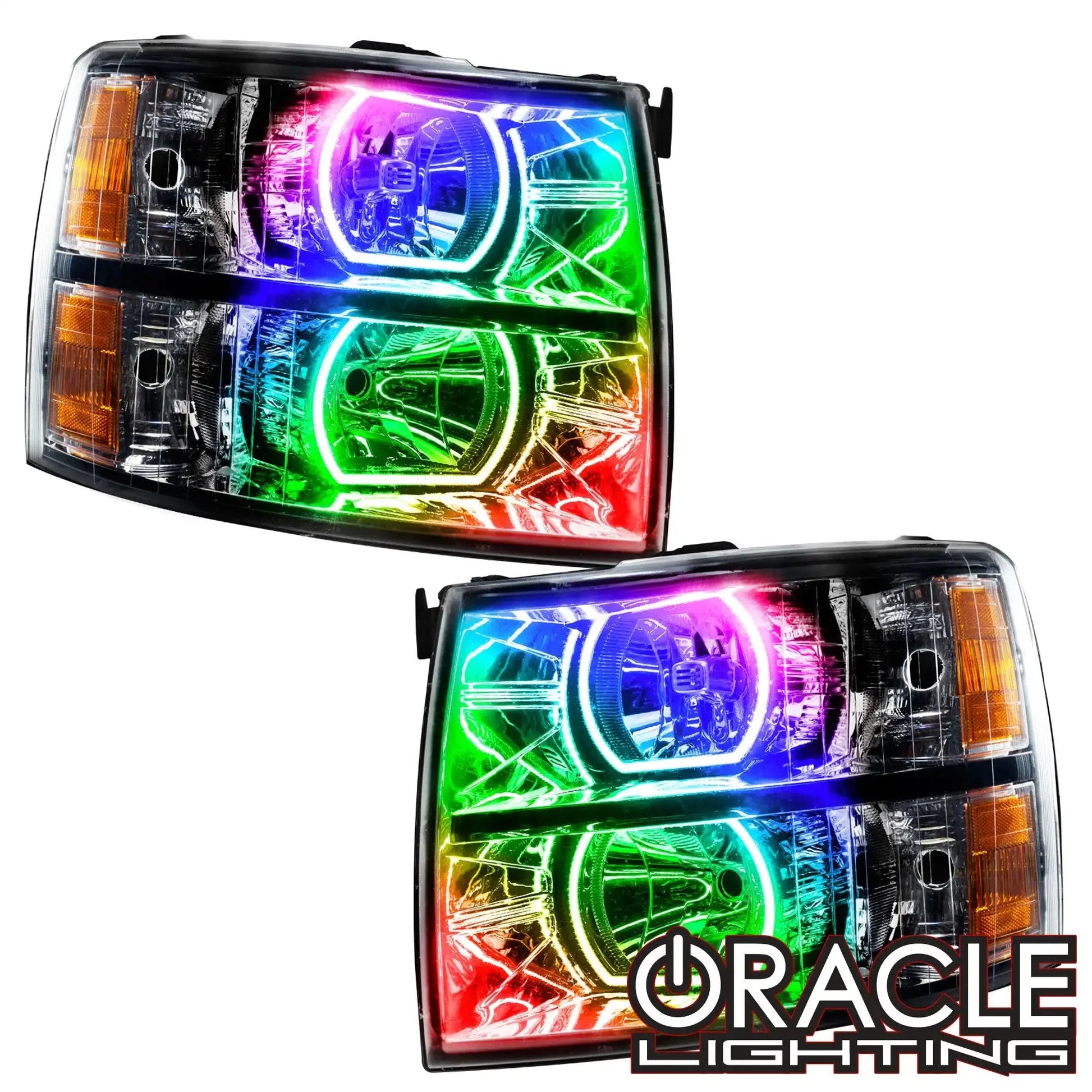 ORACLE Lighting 2007-2013 Chevrolet Silverado Pre-Assembled LED Square Style Halo Headlights - (Black Housing) by ORACLE Lighting