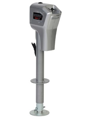 Elect 5K Cap 18" Travel with 6" Drop Down Leg 3 HO LEDS With Remote Silver by Husky Towing