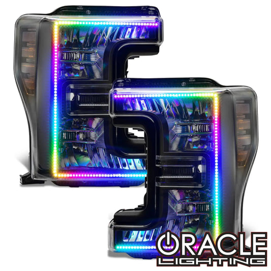 2017-2019 Ford F-250/F-350 Super Duty ORACLE Dynamic ColorSHIFT Pre-Assembled Headlights - Black Edition by ORACLE Lighting