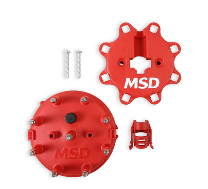 The Ford-style cap has a provision for the coil wire to be routed in separately. by MSD