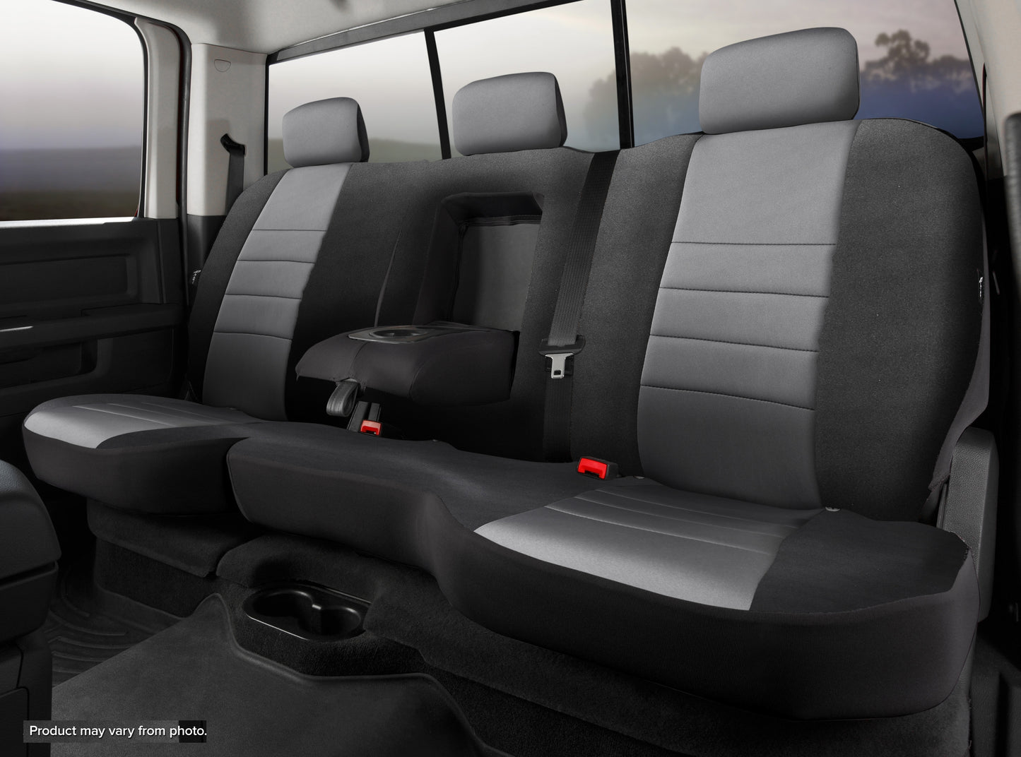 NP90 Series - Neoprene Custom Fit Rear Seat Cover- Black/Gray Center Panel by FIA