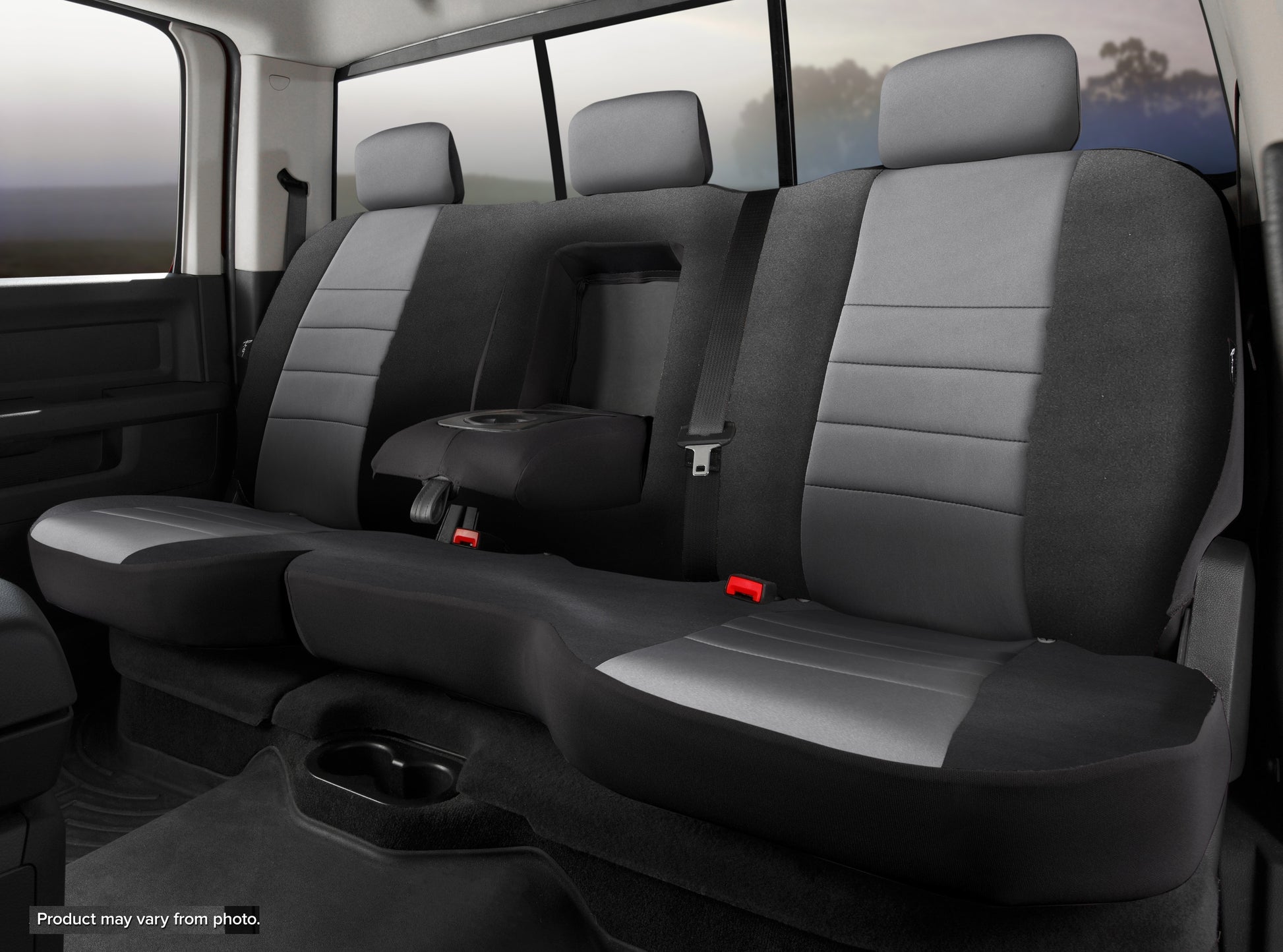 NP90 Series - Neoprene Custom Fit Rear Seat Cover- Black/Gray Center Panel by FIA