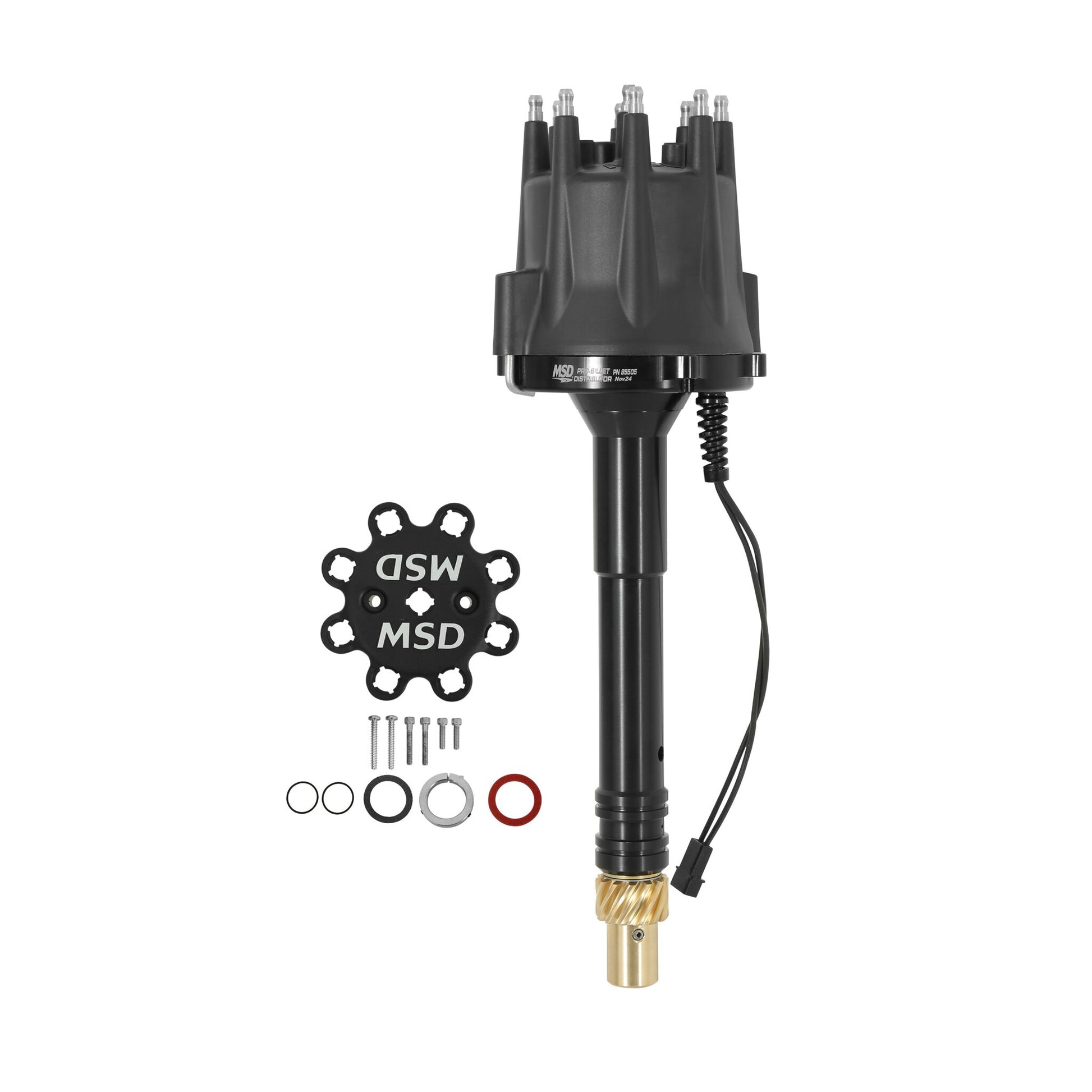 MSD Black Chevy V8 Pro-Billet Distributor w/ locked-out timing & bronze gear by MSD