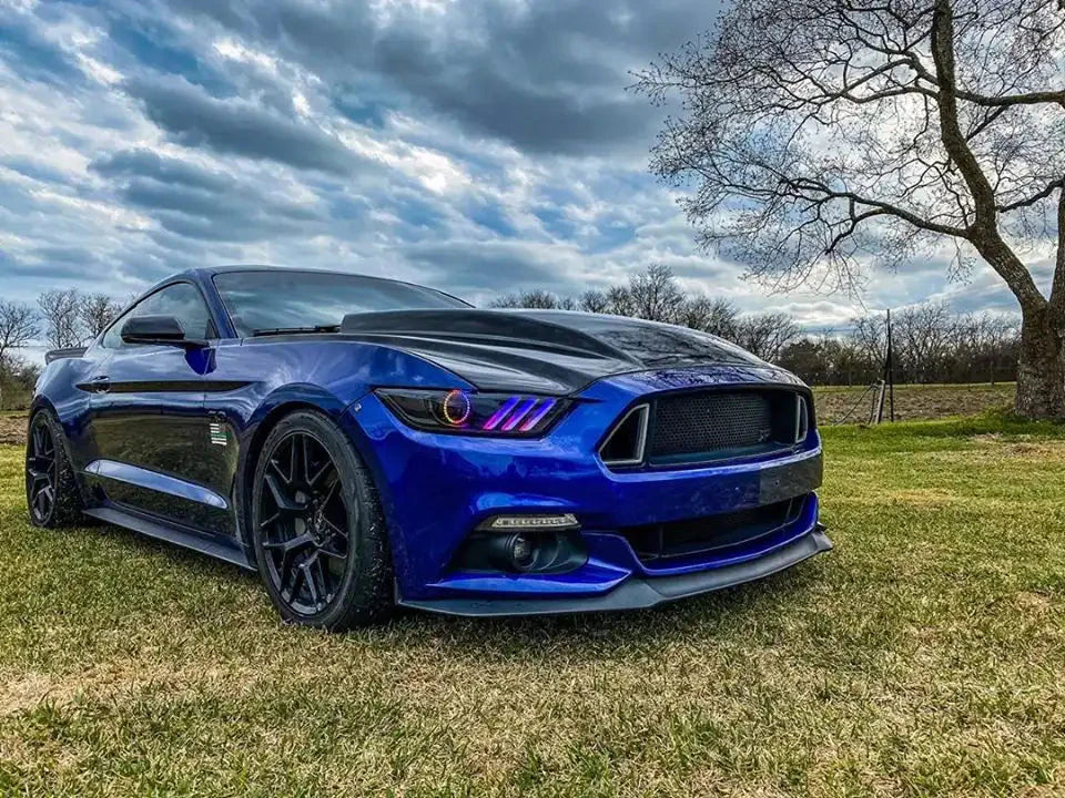 2015-2017 Ford Mustang Pre-Assembled Headlights -Dynamic ColorSHIFT RGB+A -Black Edition by ORACLE Lighting