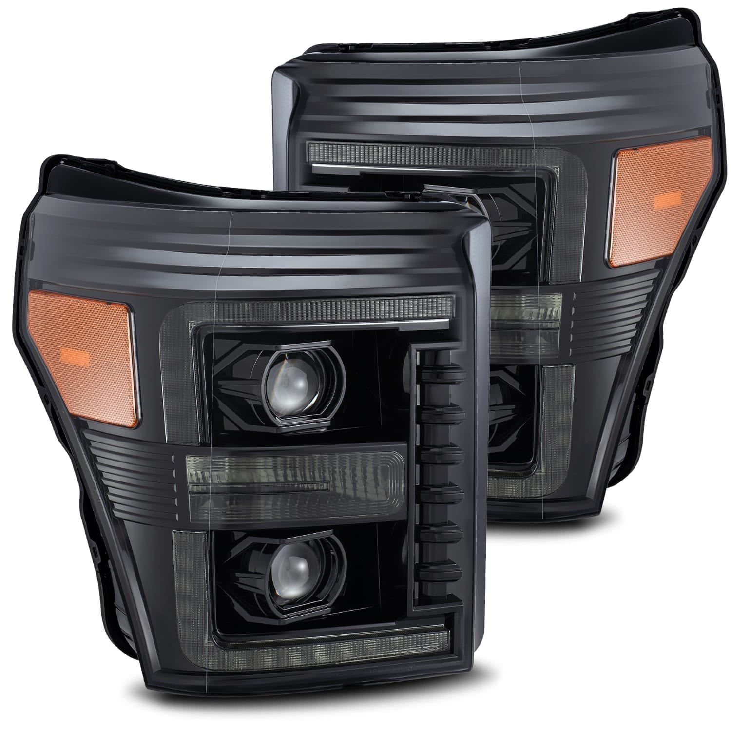 LED Projector Headlights Plank Style Design Midnight Black by AlphaRex