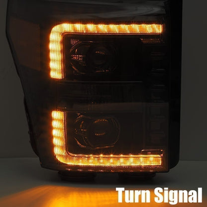 LED Projector Headlights Plank Style Design Midnight Black by AlphaRex
