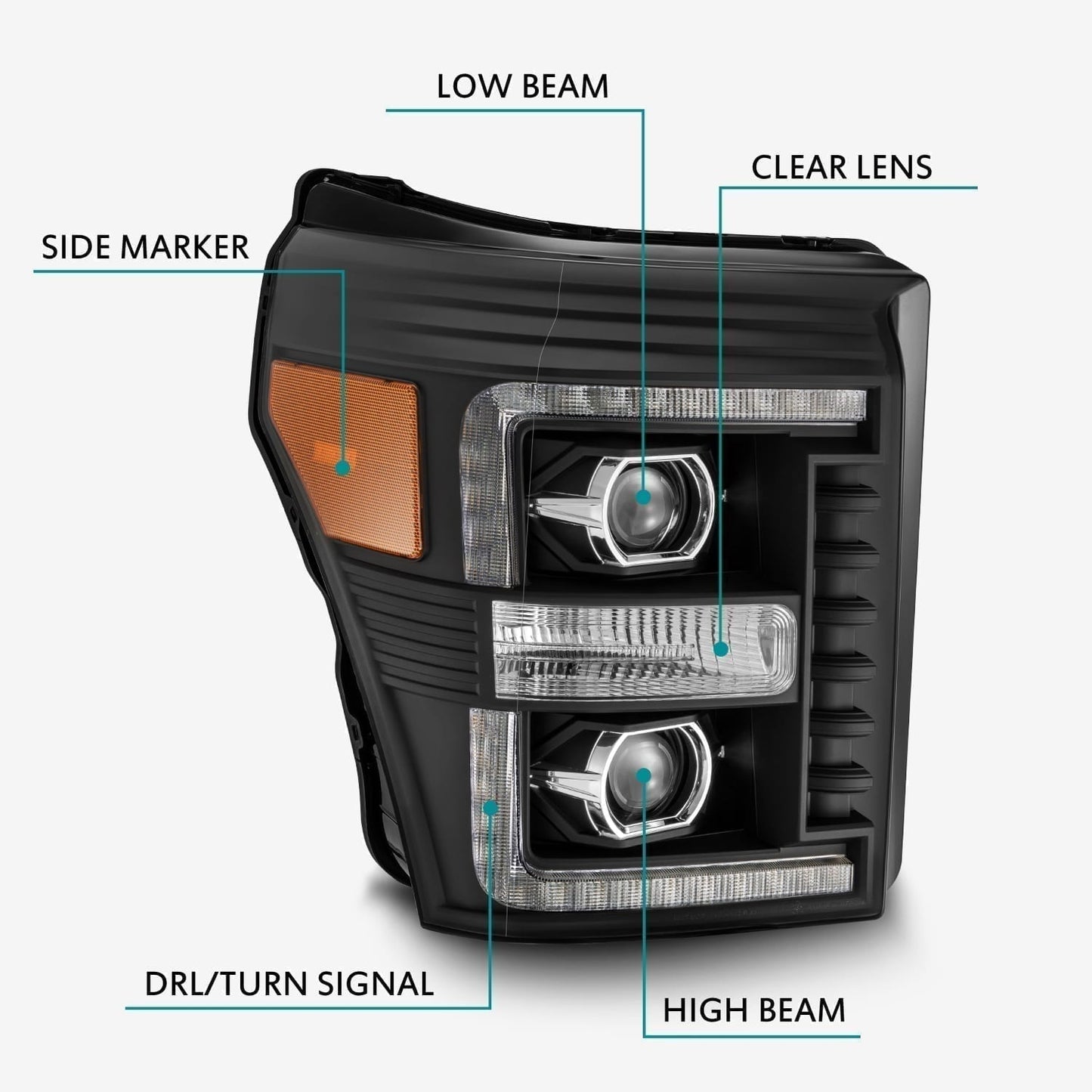 LED Projector Headlights Plank Style Design Black by AlphaRex