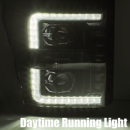 LED Projector Headlights Plank Style Design Black by AlphaRex