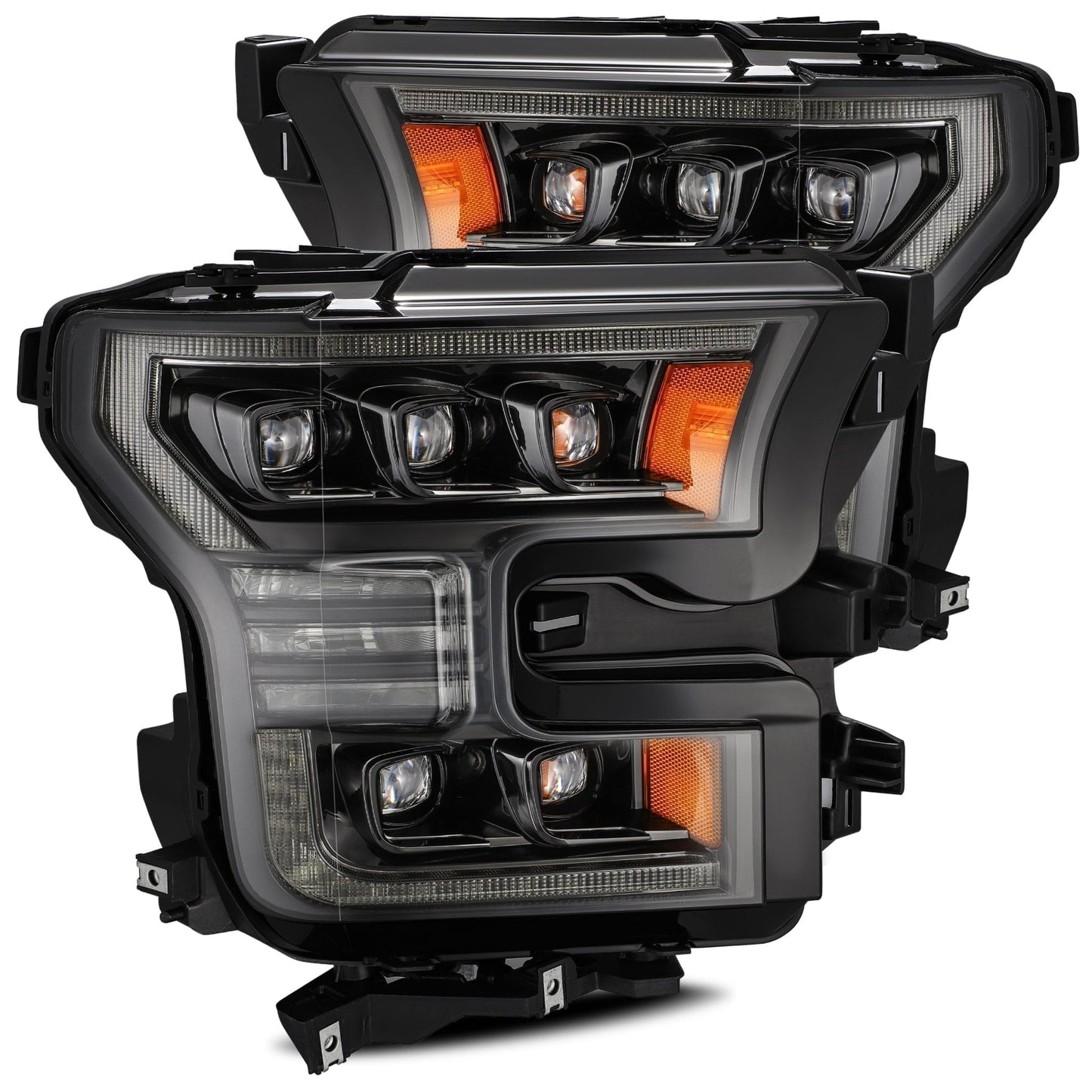 LED Projector Headlights Plank Style Design Midnight Black by AlphaRex