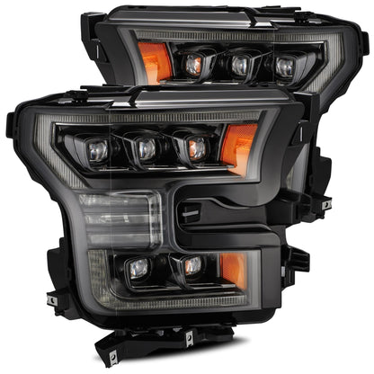 LED Projector Headlights Plank Style Design Midnight Black by AlphaRex