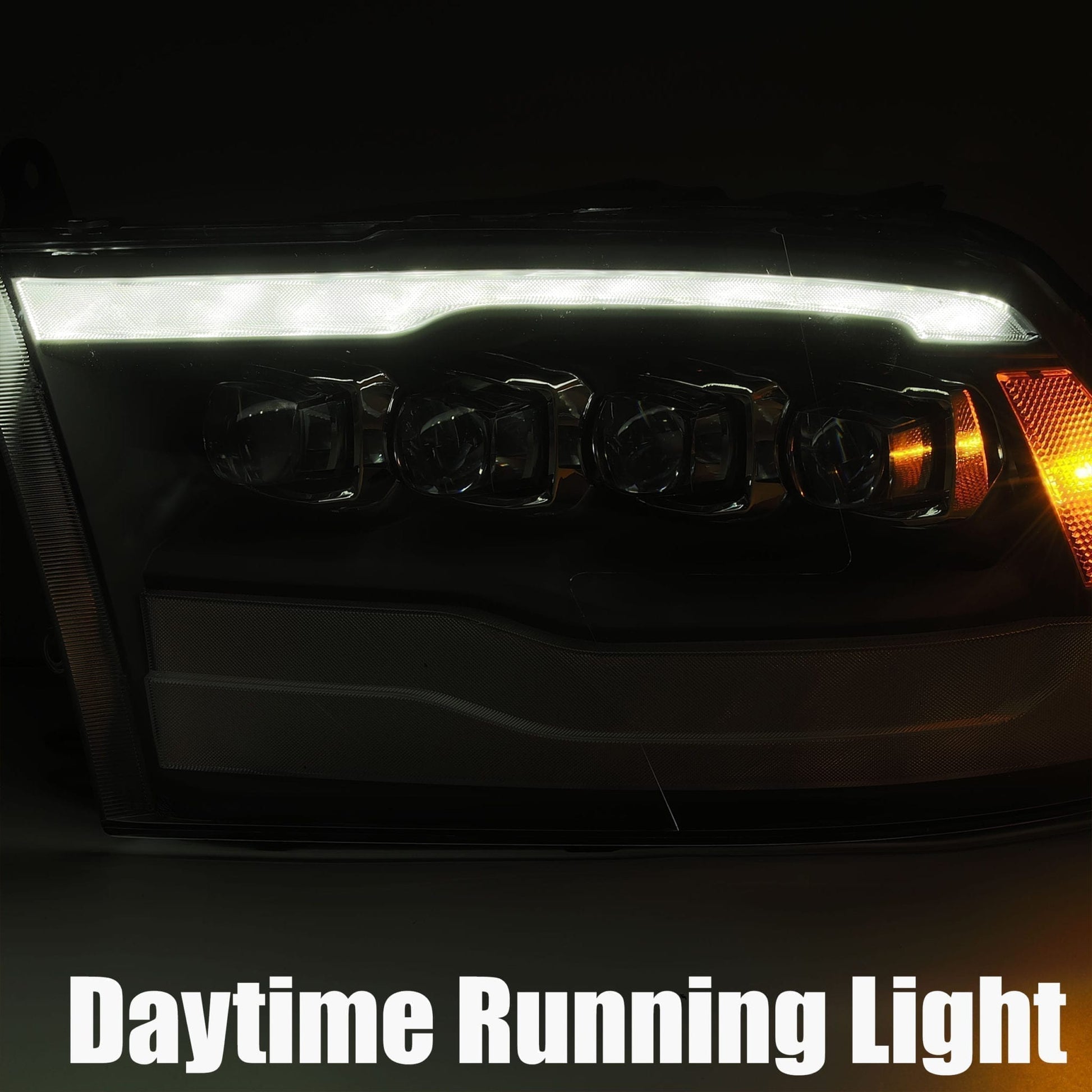 LED Projector Headlights Plank Style Design Midnight Black by AlphaRex