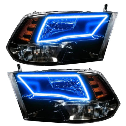 ORACLE Lighting 2009-2018 RAM ColorSHIFT Switchback Quad Pre-Assembled Halo Headlights - Black Housing by ORACLE Lighting