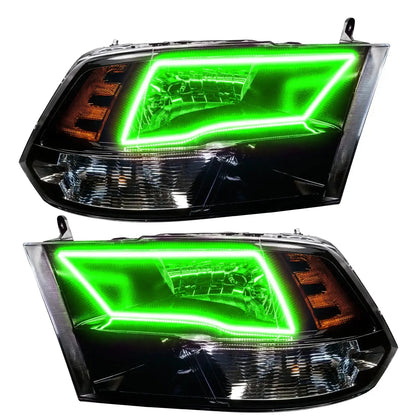 ORACLE Lighting 2009-2018 RAM ColorSHIFT Switchback Quad Pre-Assembled Halo Headlights - Black Housing by ORACLE Lighting