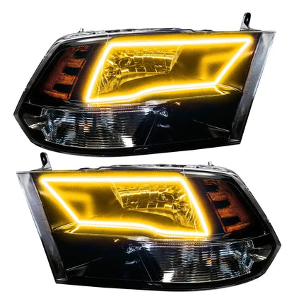 ORACLE Lighting 2009-2018 RAM ColorSHIFT Switchback Quad Pre-Assembled Halo Headlights - Black Housing by ORACLE Lighting