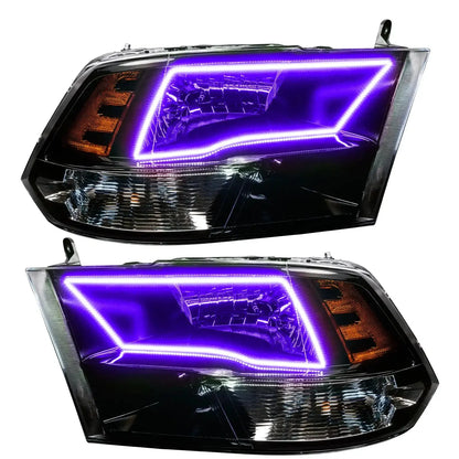 ORACLE Lighting 2009-2018 RAM ColorSHIFT Switchback Quad Pre-Assembled Halo Headlights - Black Housing by ORACLE Lighting