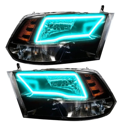 ORACLE Lighting 2009-2018 RAM ColorSHIFT Switchback Quad Pre-Assembled Halo Headlights - Black Housing by ORACLE Lighting