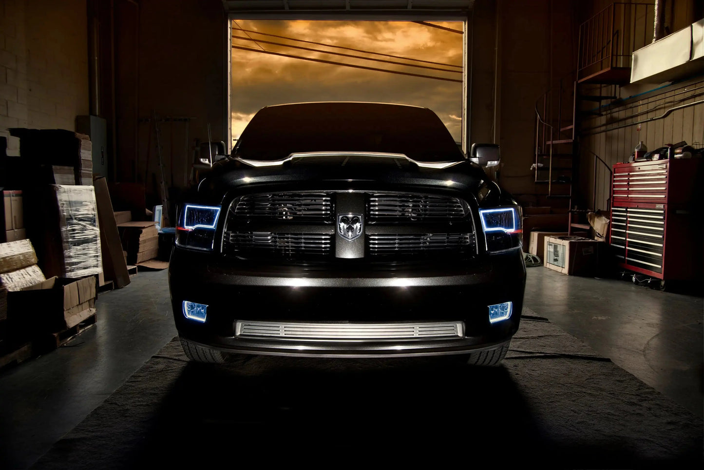 ORACLE Lighting 2009-2018 RAM ColorSHIFT Switchback Quad Pre-Assembled Halo Headlights - Black Housing by ORACLE Lighting