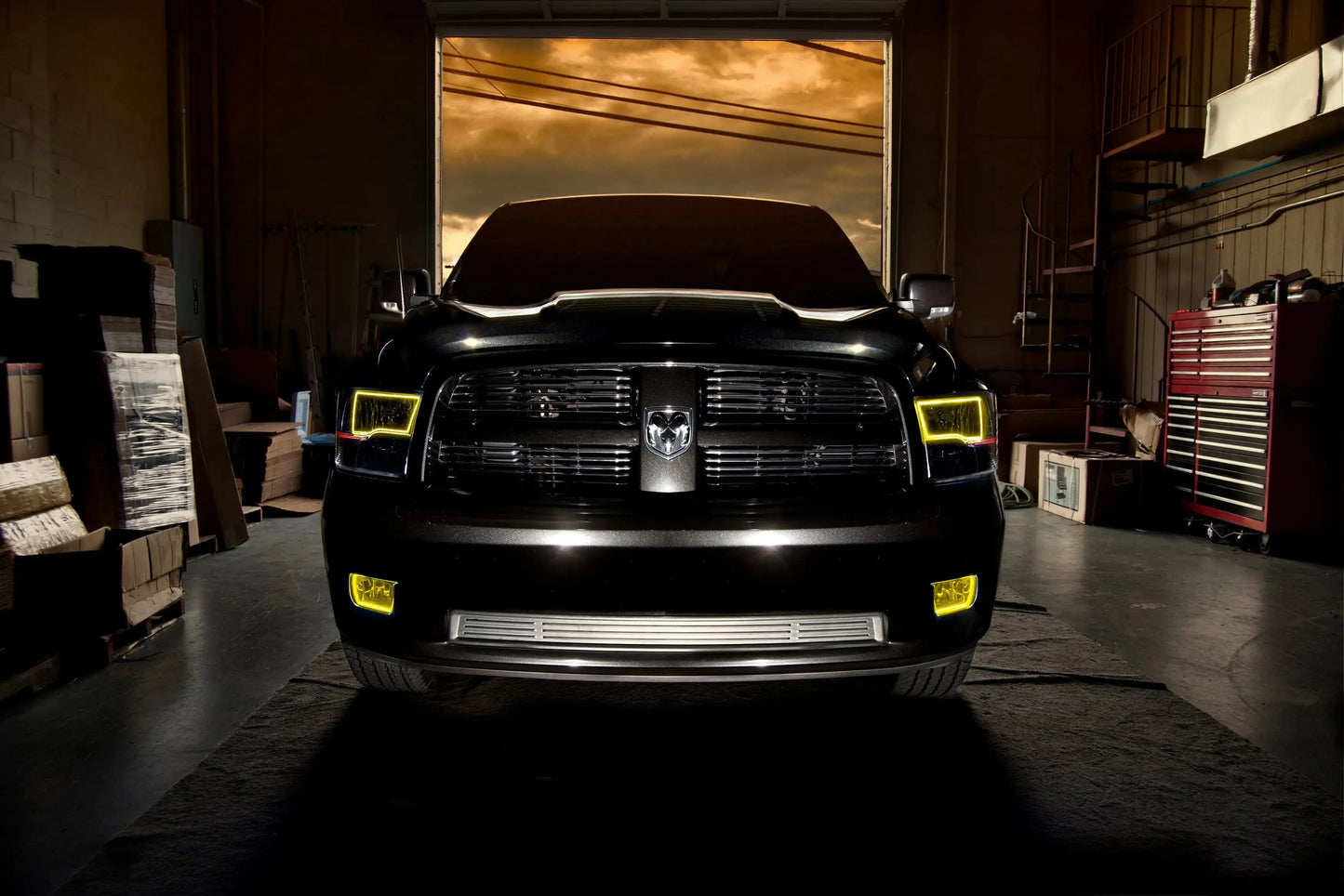 ORACLE Lighting 2009-2018 RAM ColorSHIFT Switchback Quad Pre-Assembled Halo Headlights - Black Housing by ORACLE Lighting