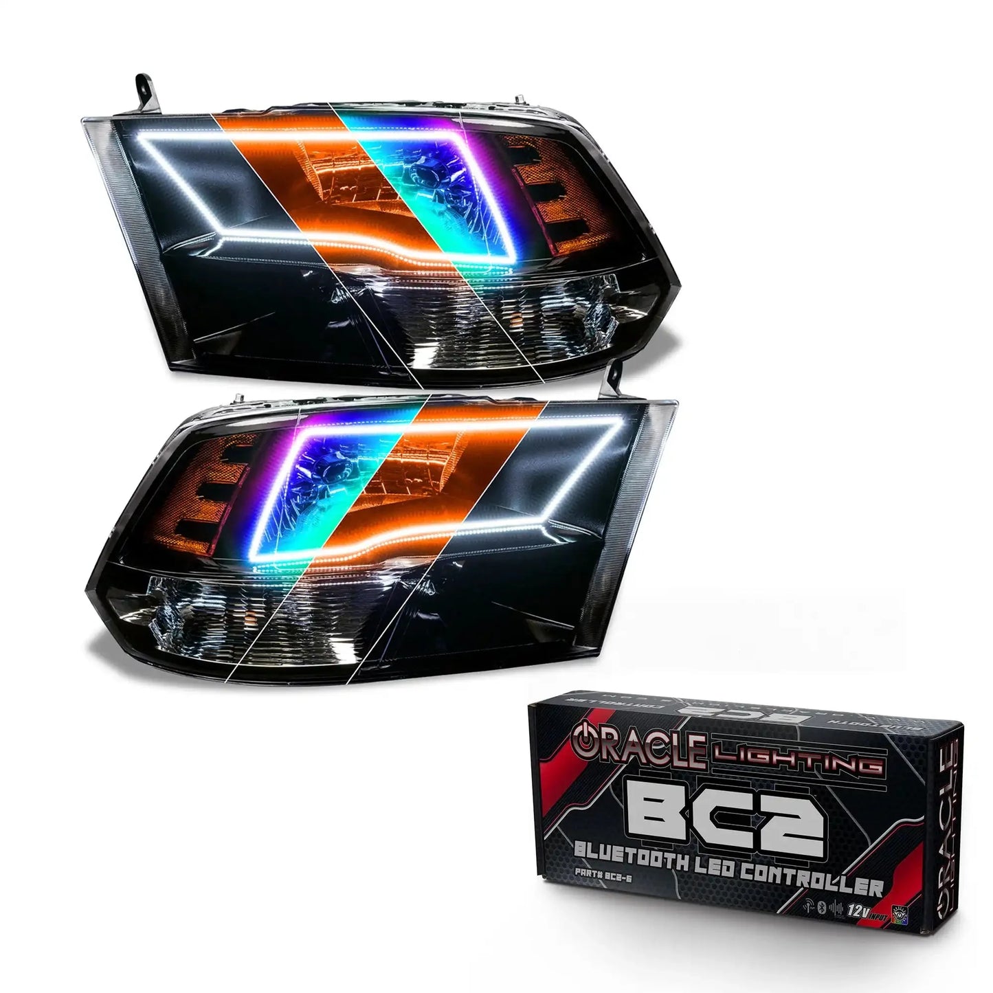 ORACLE Lighting 2009-2018 RAM ColorSHIFT Switchback Quad Pre-Assembled Halo Headlights - Black Housing by ORACLE Lighting