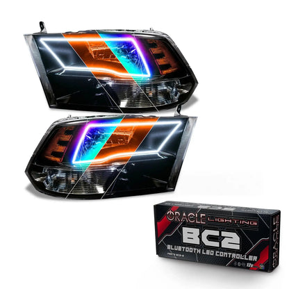ORACLE Lighting 2009-2018 RAM ColorSHIFT Switchback Quad Pre-Assembled Halo Headlights - Black Housing by ORACLE Lighting