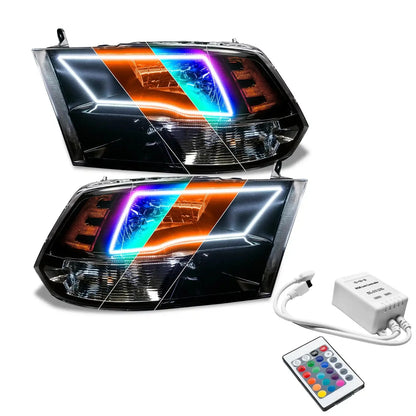 ORACLE Lighting 2009-2018 RAM ColorSHIFT Switchback Quad Pre-Assembled Halo Headlights - Black Housing by ORACLE Lighting