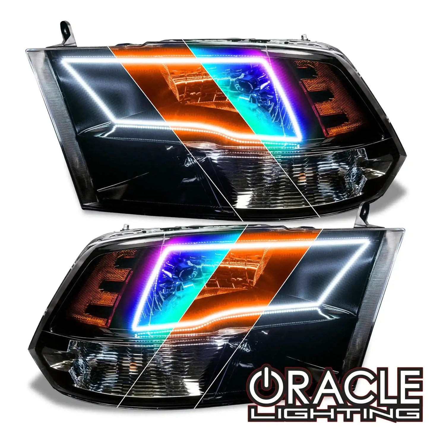 ORACLE Lighting 2009-2018 RAM ColorSHIFT Switchback Quad Pre-Assembled Halo Headlights - Black Housing by ORACLE Lighting