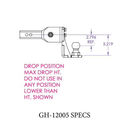 GLYDER TORSION-FLEX 2" Shank 6" drop .4K-.7K TW 7K Hitch & Ball 1" Dia Hole by GEN-Y Hitch