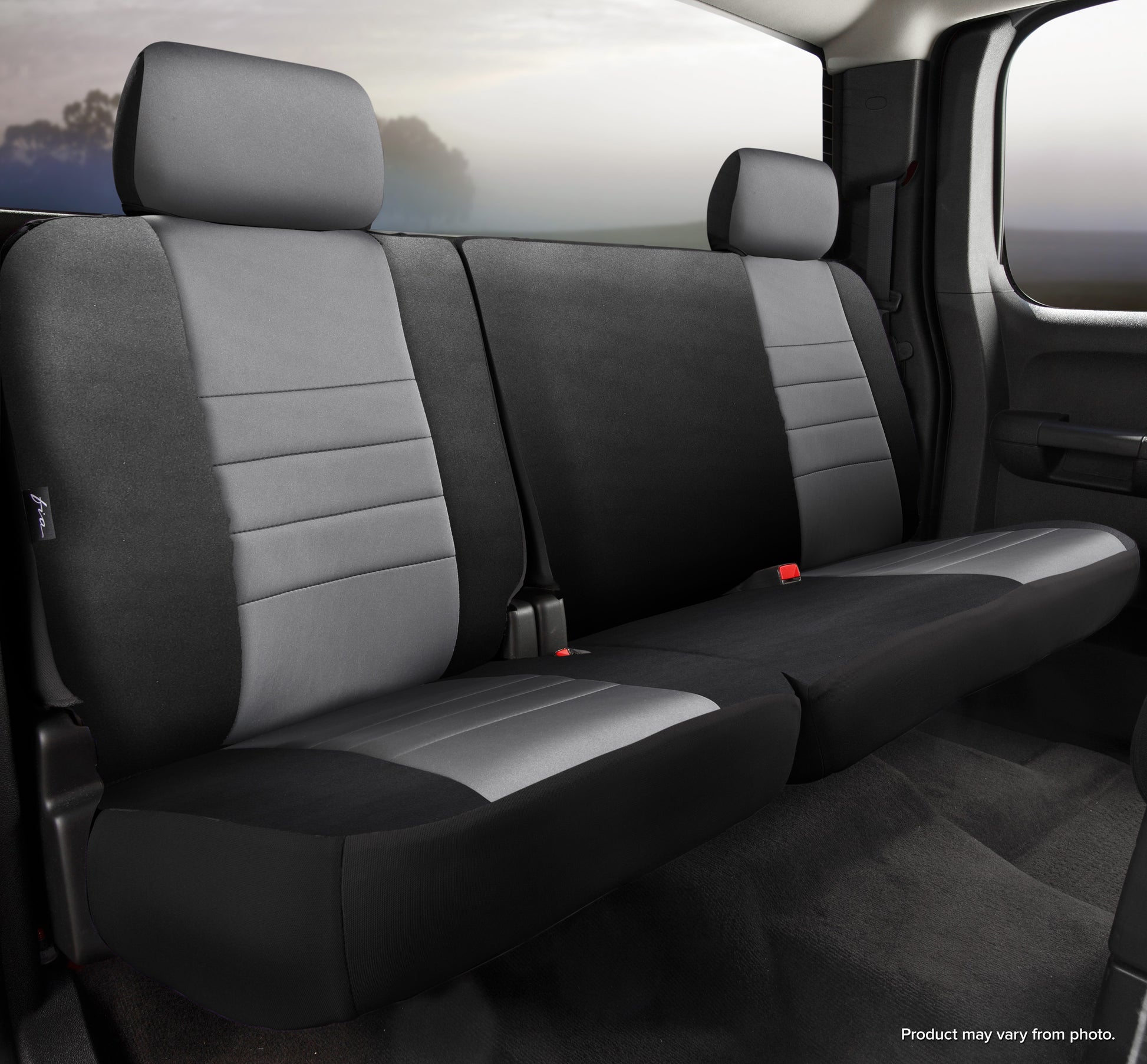 NP90 Series - Neoprene Custom Fit Rear Seat Cover- Black/Gray Center Panel by FIA