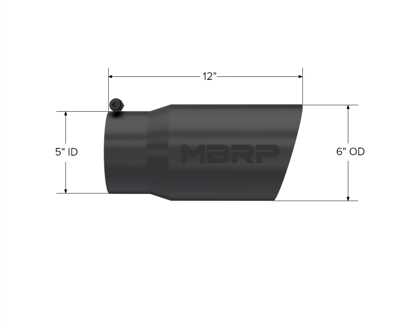 6" OD. Dual Wall Angled. 5" ID. 12" Length. BLK. by MBRP Exhaust
