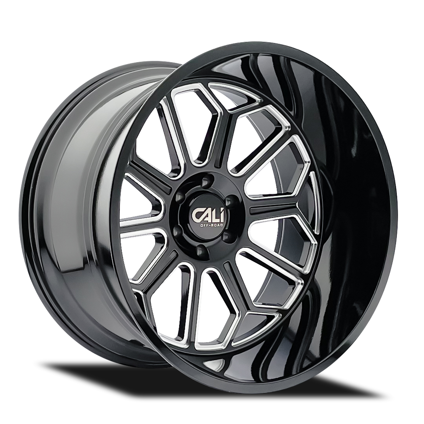 CALI OFF-ROAD AUBURN 9117 GLOSS BLACK MILLED 24X14 6-139.7 -76MM 106MM by Cali Offroad
