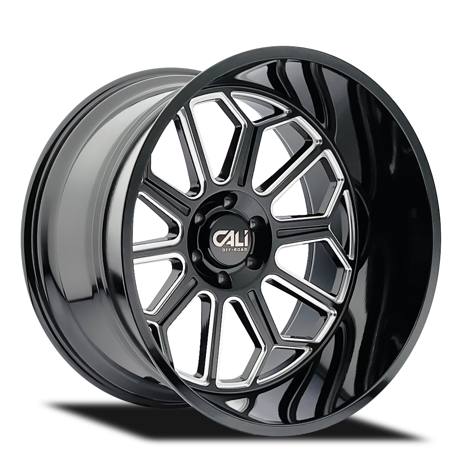 CALI OFF-ROAD AUBURN 9117 GLOSS BLACK MILLED 24X14 6-139.7 -76MM 106MM by Cali Offroad