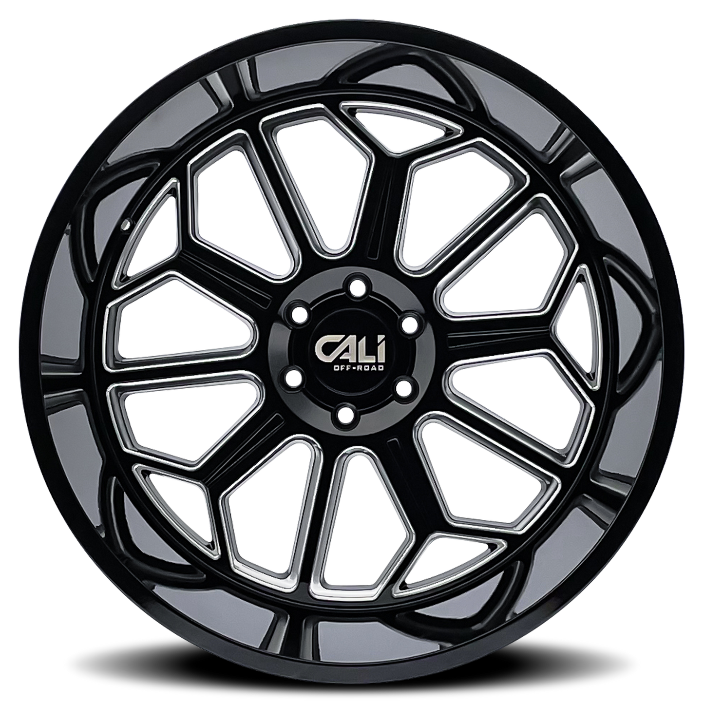 CALI OFF-ROAD AUBURN 9117 GLOSS BLACK MILLED 24X14 6-139.7 -76MM 106MM by Cali Offroad