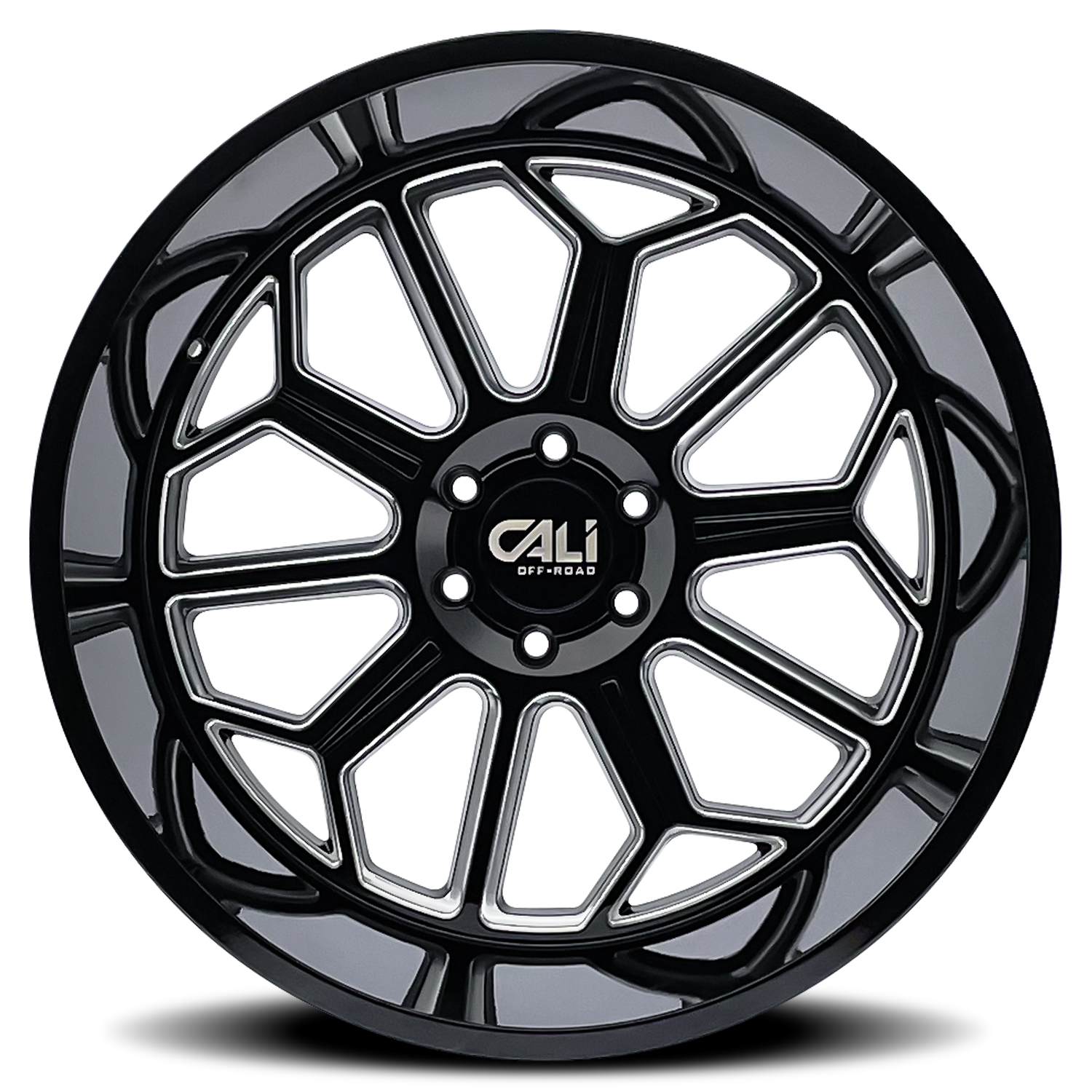 CALI OFF-ROAD AUBURN 9117 GLOSS BLACK MILLED 24X14 6-139.7 -76MM 106MM by Cali Offroad