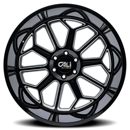 CALI OFF-ROAD AUBURN 9117 GLOSS BLACK MILLED 24X14 6-139.7 -76MM 106MM by Cali Offroad